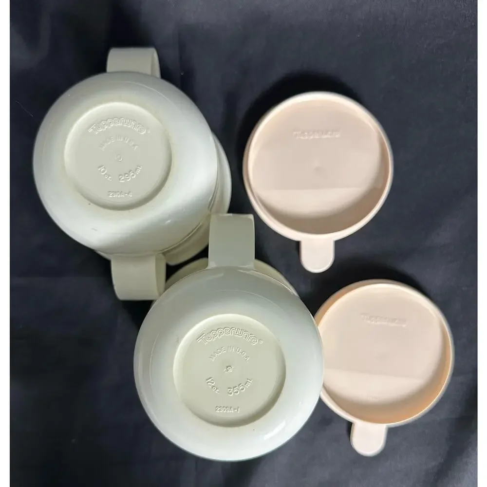 Tupperware Vintage Creamer 2309A & Sugar 23108 Pink Lids Ivory Base Set Vintage